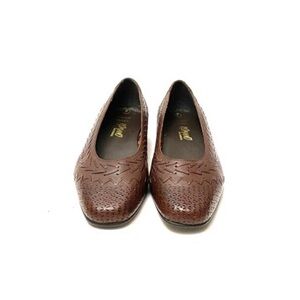 Vintage 1970s brown woven leather slip on heels